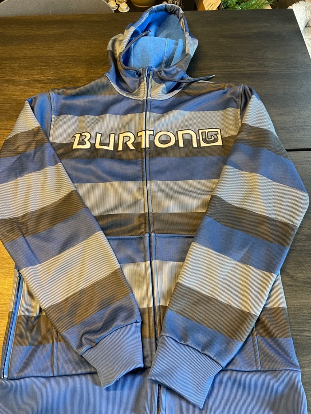 Burton Blue and Gray Striped DryRide Full-Zip Hoodie